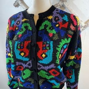 Peruvian Connection bold colors cardigan sweater